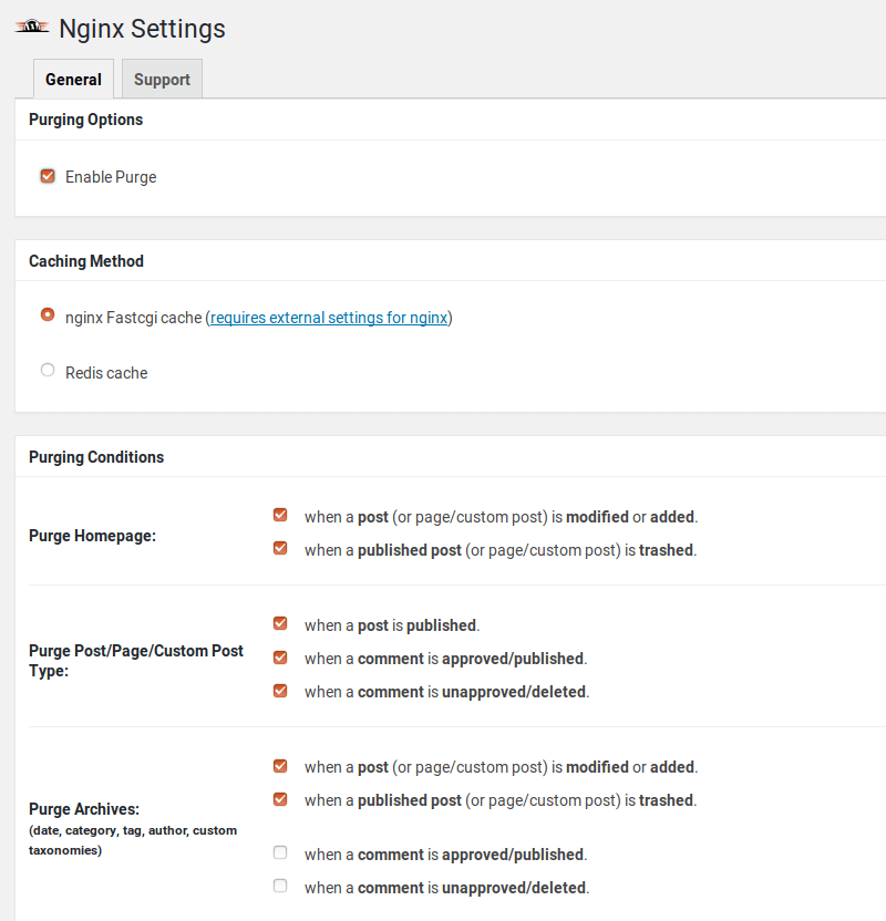 nginx fastcgi cache purge wordpress